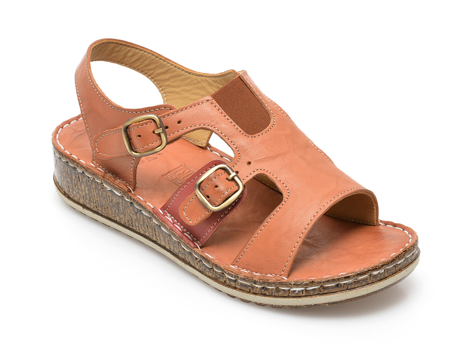 Sandale PAVARELLA maro, 1328, din piele naturala /femei/sandale imagine noua