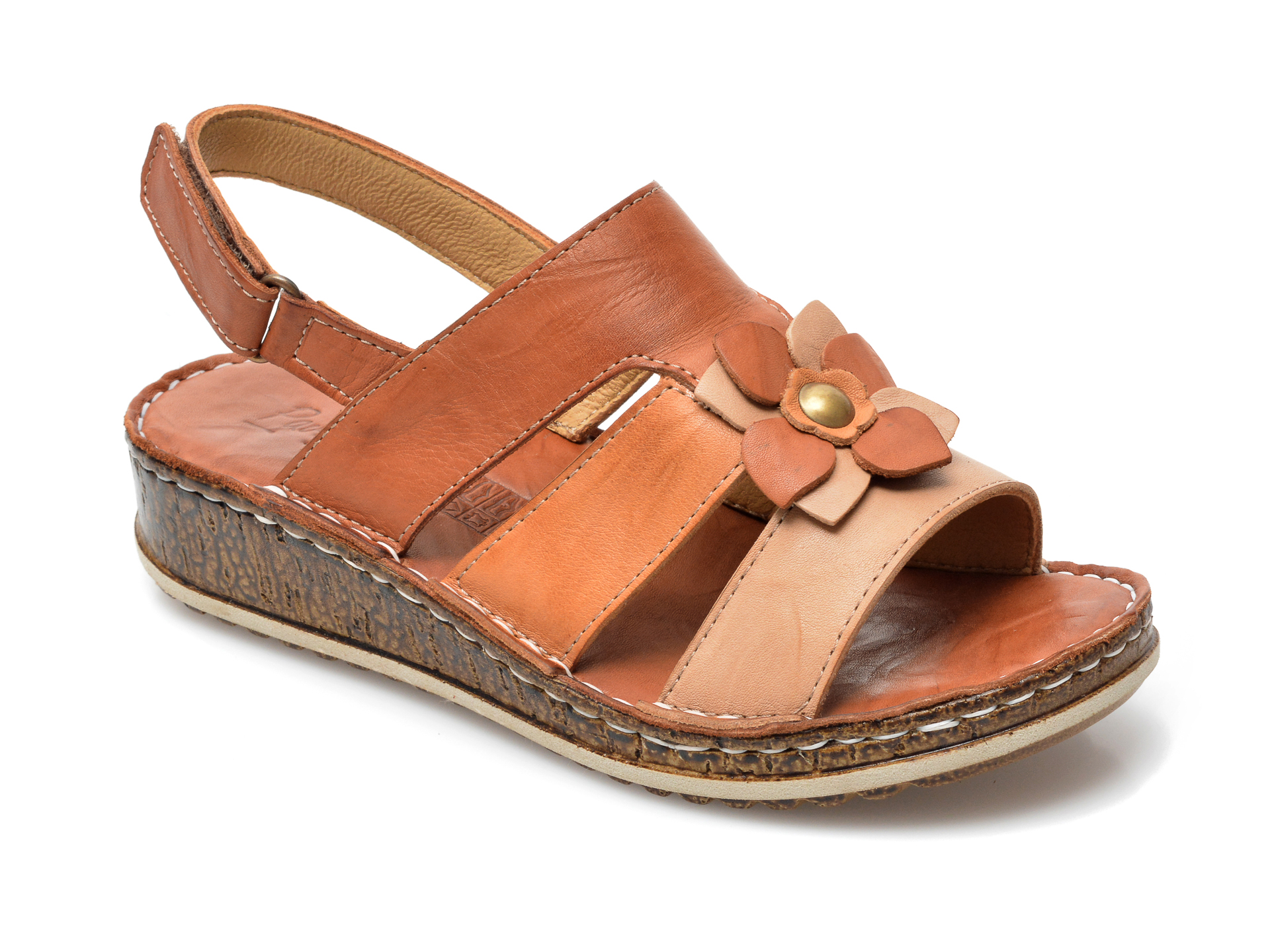 Sandale PAVARELLA maro, 1339, din piele naturala