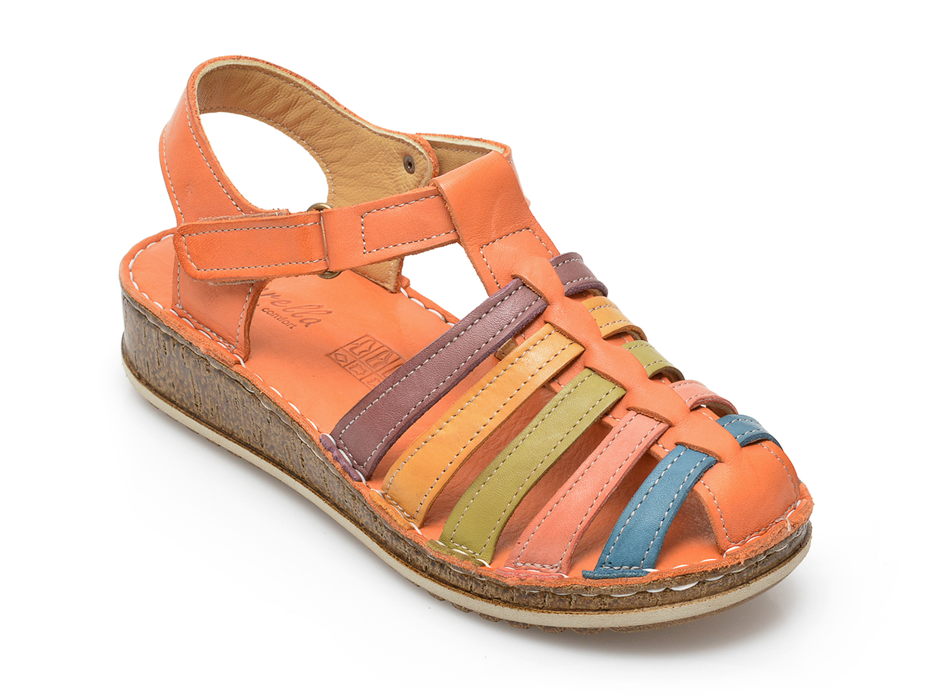 Sandale PAVARELLA portocalii, 1372, din piele naturala /femei/sandale