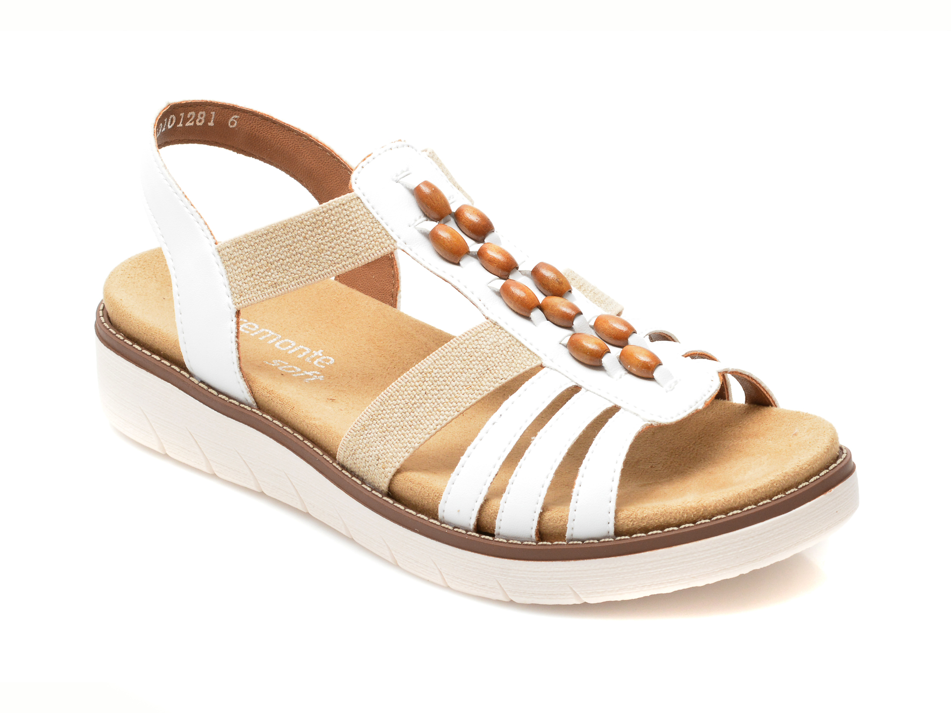 Sandale REMONTE albe, D2065, din piele ecologica /femei/sandale
