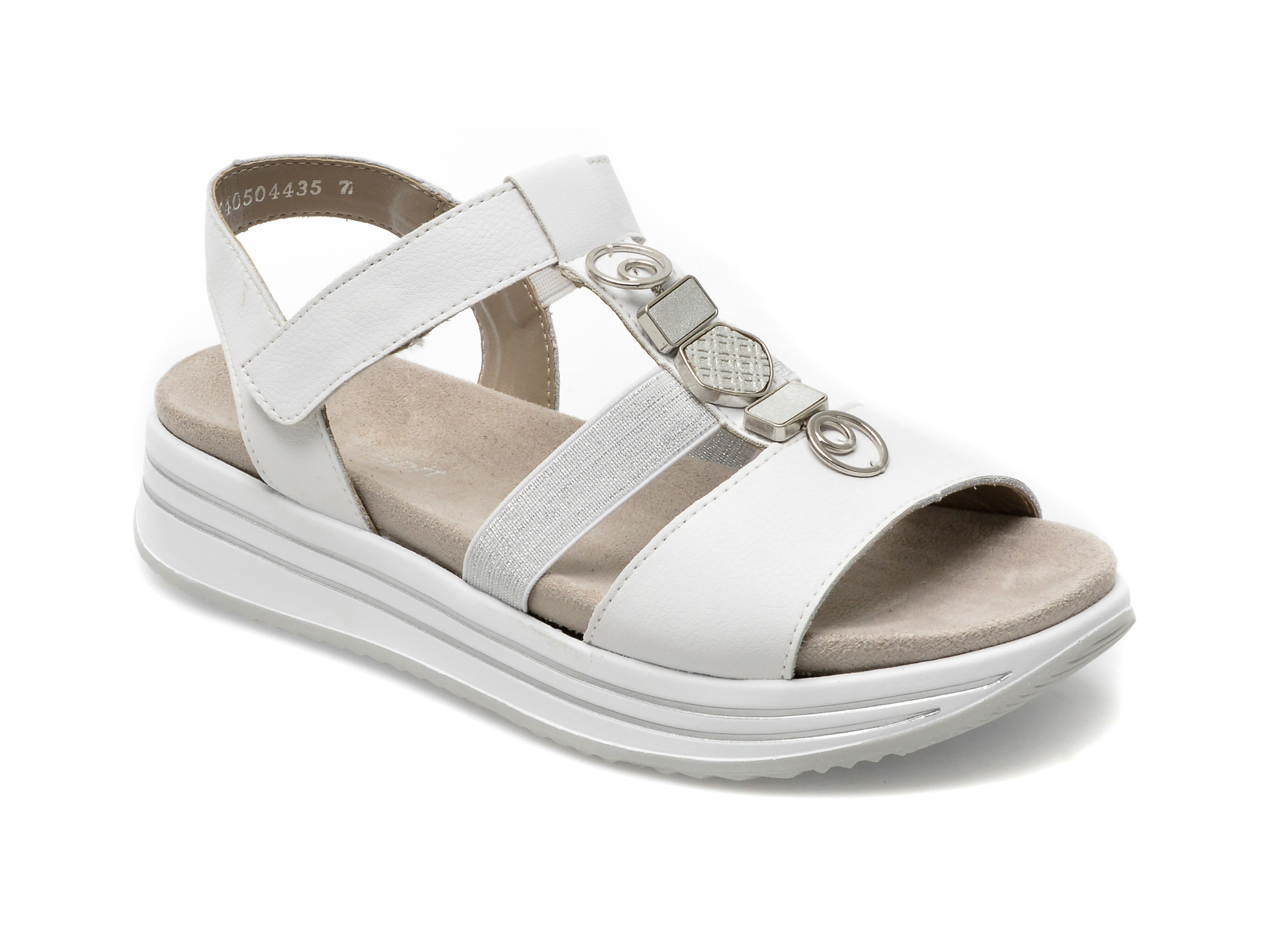 Sandale REMONTE albe, R2962, din piele naturala