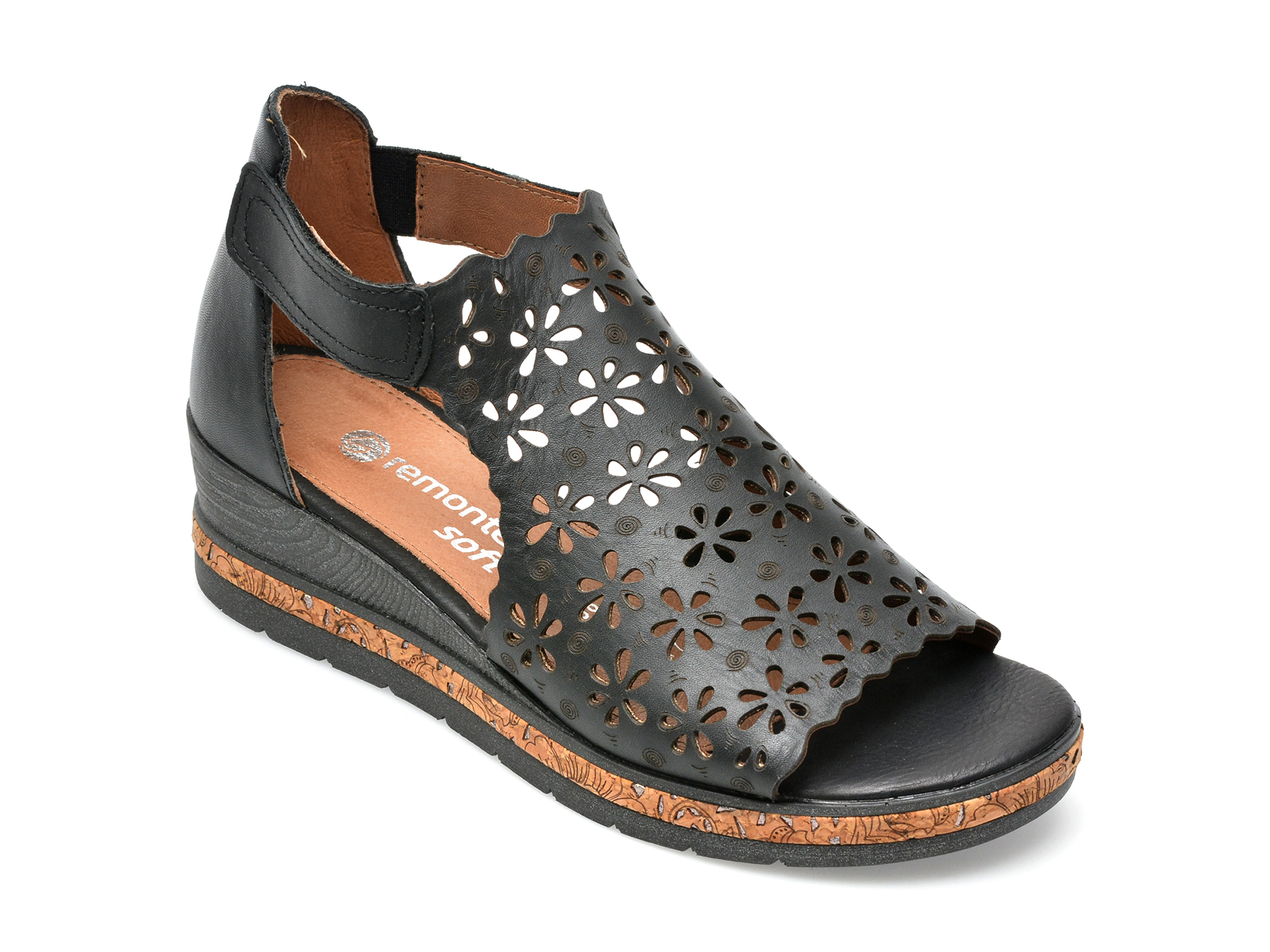 Sandale REMONTE negre, D3056, din piele naturala /femei/sandale imagine noua