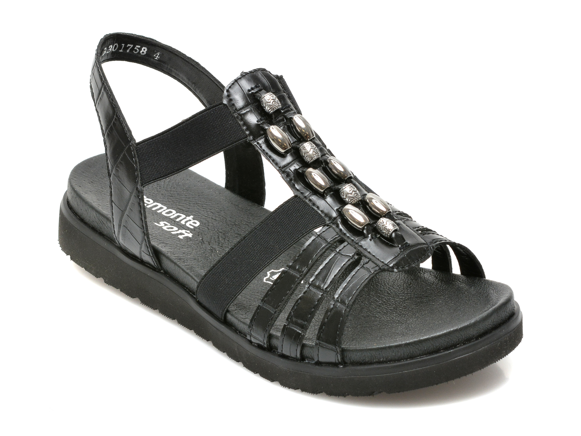 Sandale REMONTE negre, D4062, din piele ecologica otter imagine noua