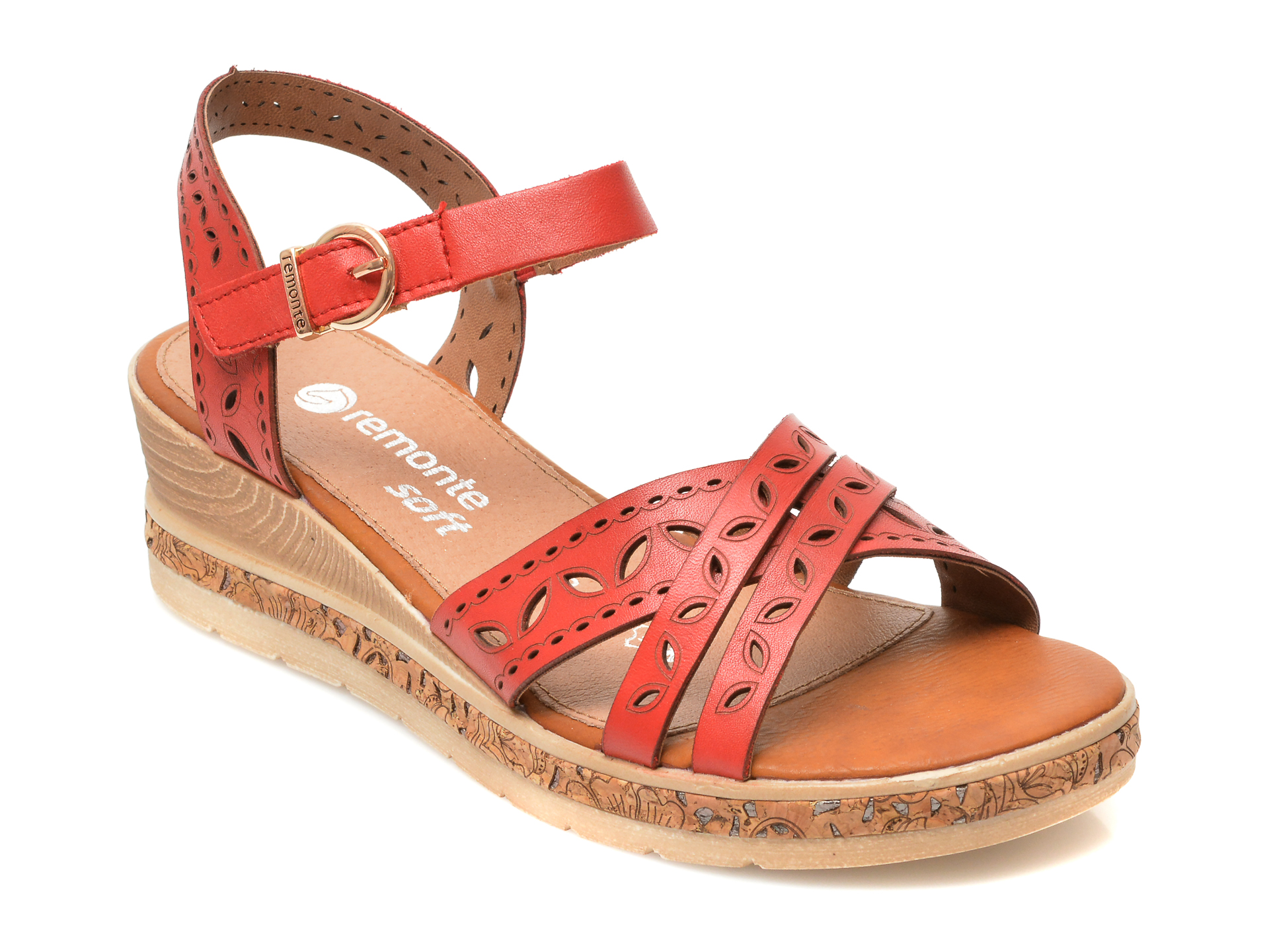 Sandale REMONTE rosii, D3055, din piele naturala otter imagine noua