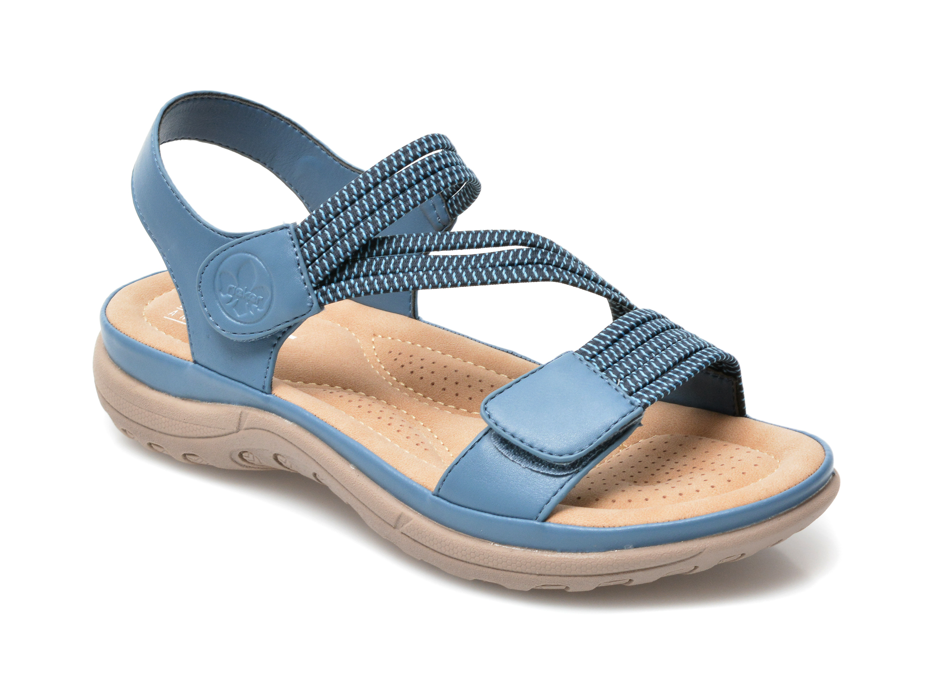 Sandale RIEKER albastre, V8873, din material textil si piele ecologica otter.ro otter.ro