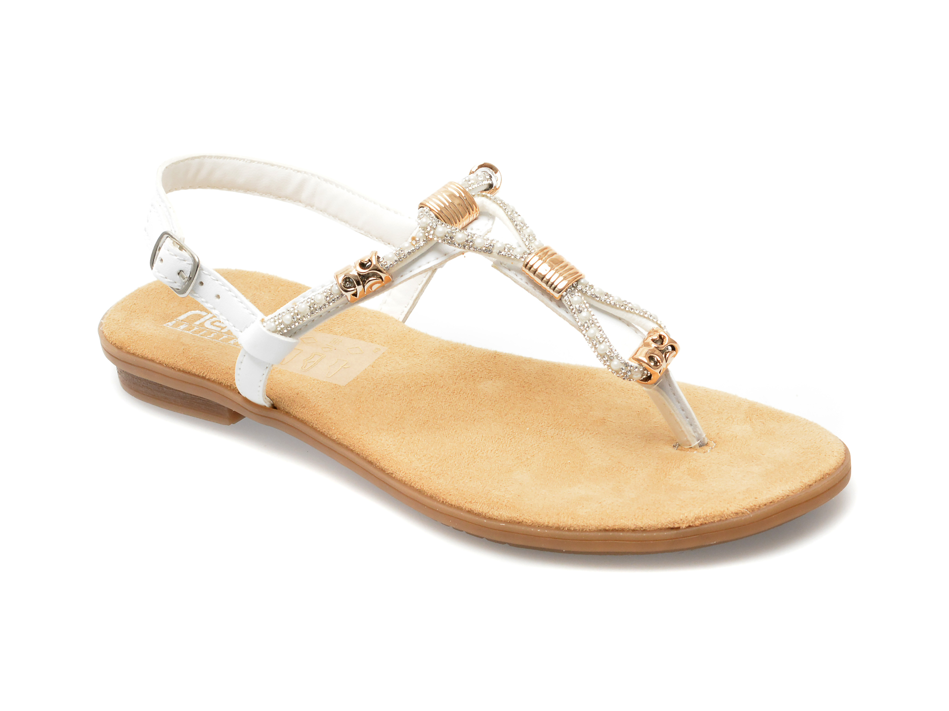 Sandale RIEKER albe, 64271, din piele ecologica /femei/sandale