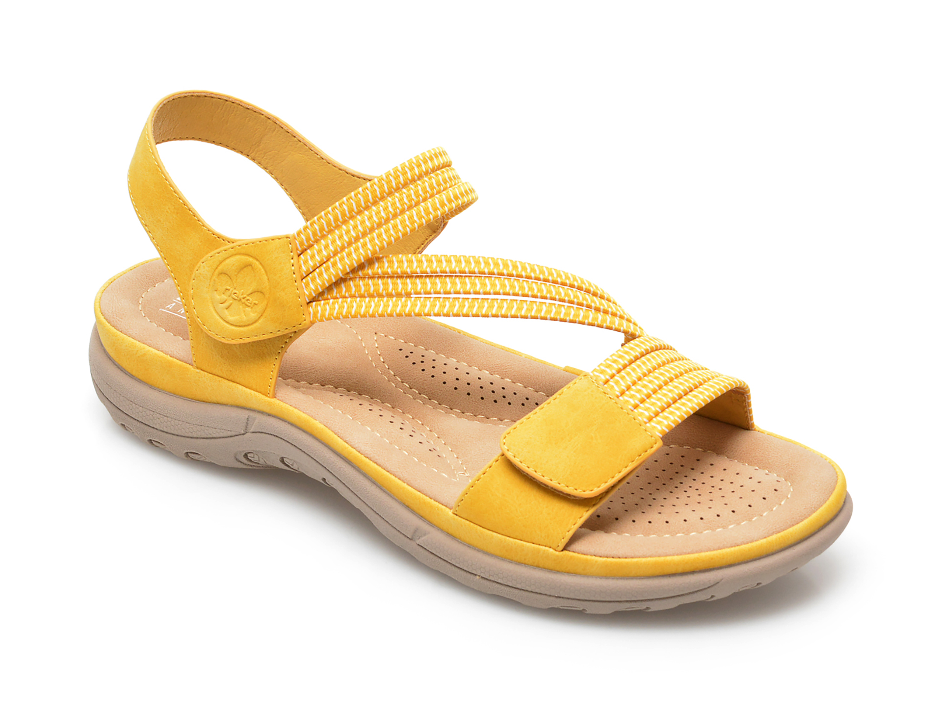 Sandale RIEKER galbene, V8873, din material textil si piele ecologica /femei/sandale imagine noua