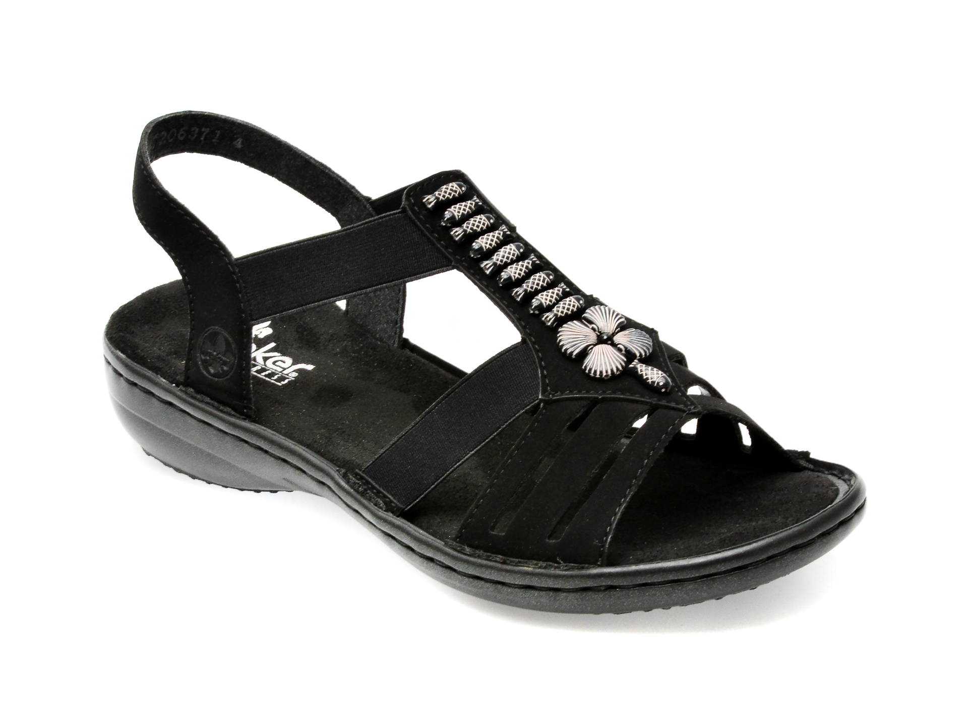 Sandale RIEKER negre, 60806, din piele ecologica /femei/sandale