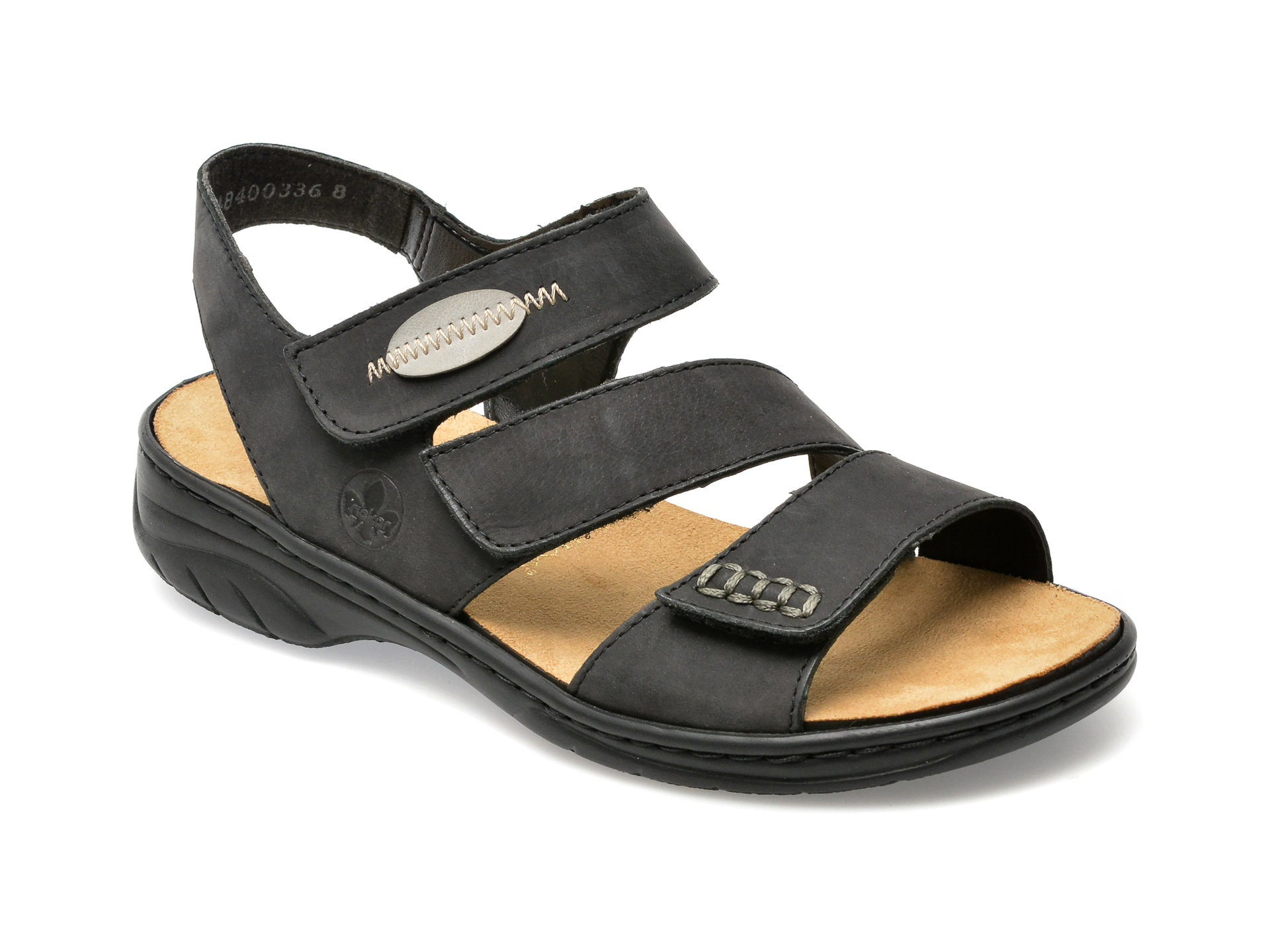Sandale RIEKER negre, 64573, din piele naturala /femei/sandale