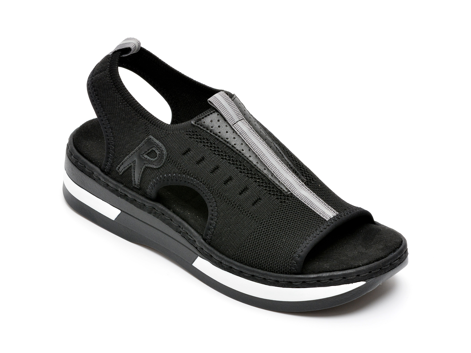 Sandale RIEKER negre, V59B5, din material textil otter.ro