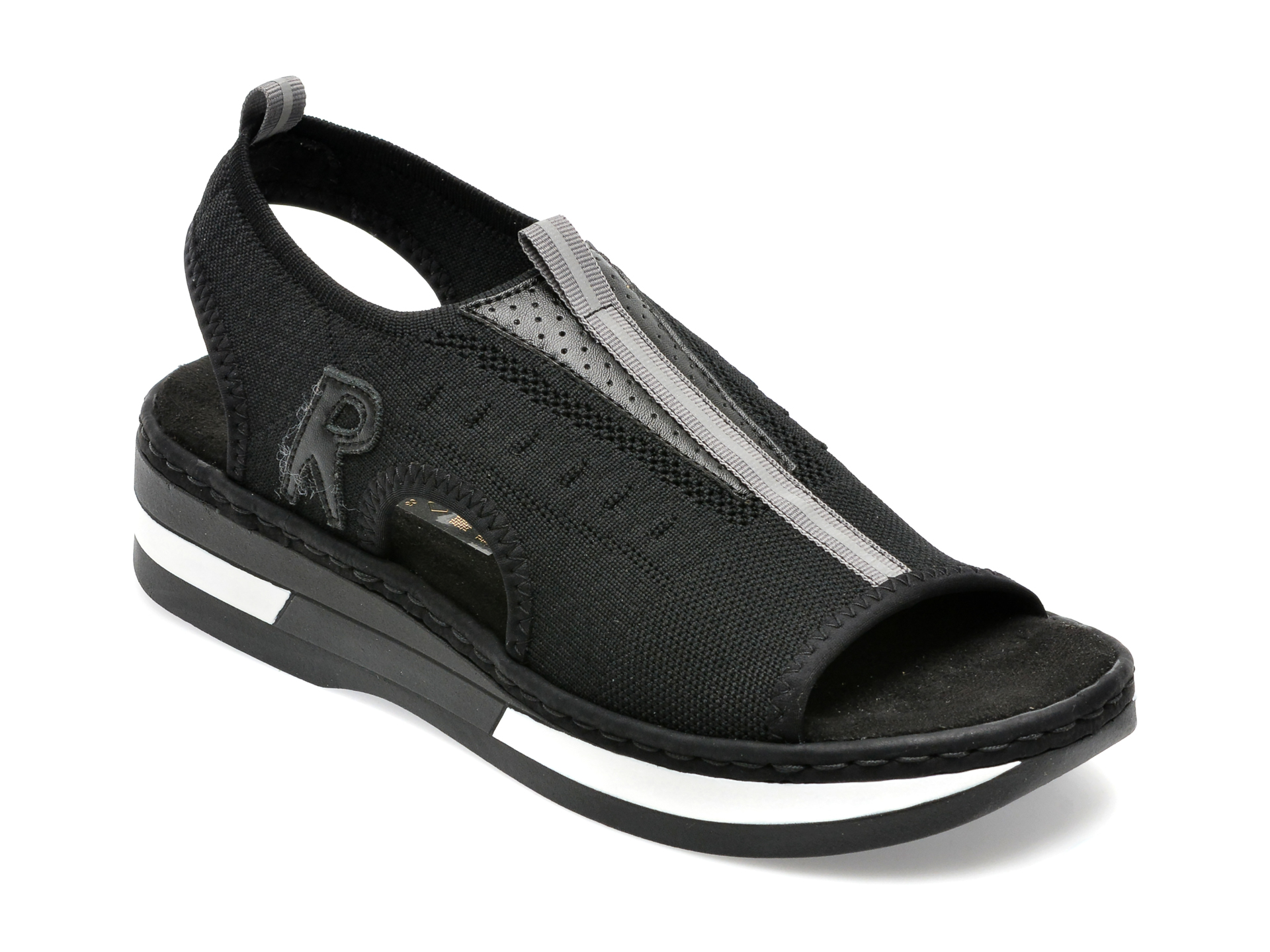 Sandale RIEKER negre, V59B5, din material textil /femei/sandale