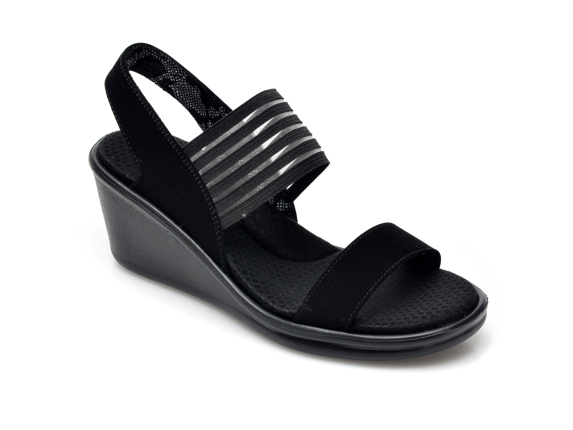 Sandale SKECHERS negre, 38472, din material textil si piele ecologica otter.ro otter.ro