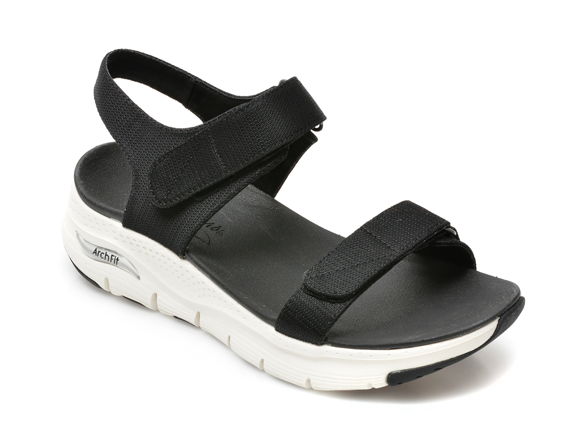 Sandale SKECHERS negre, ARCH FIT, din material textil /femei/sandale