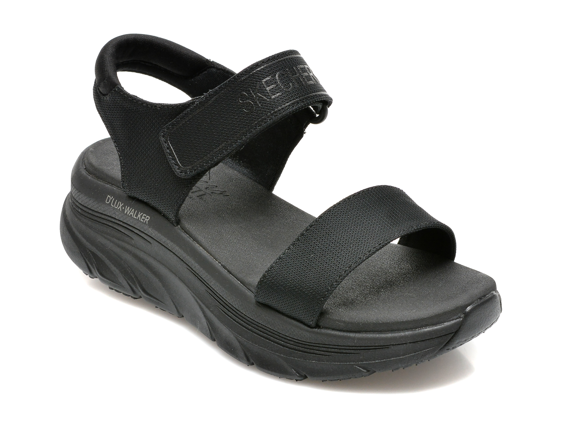 Sandale SKECHERS negre, D LUX WALKER, din material textil otter.ro