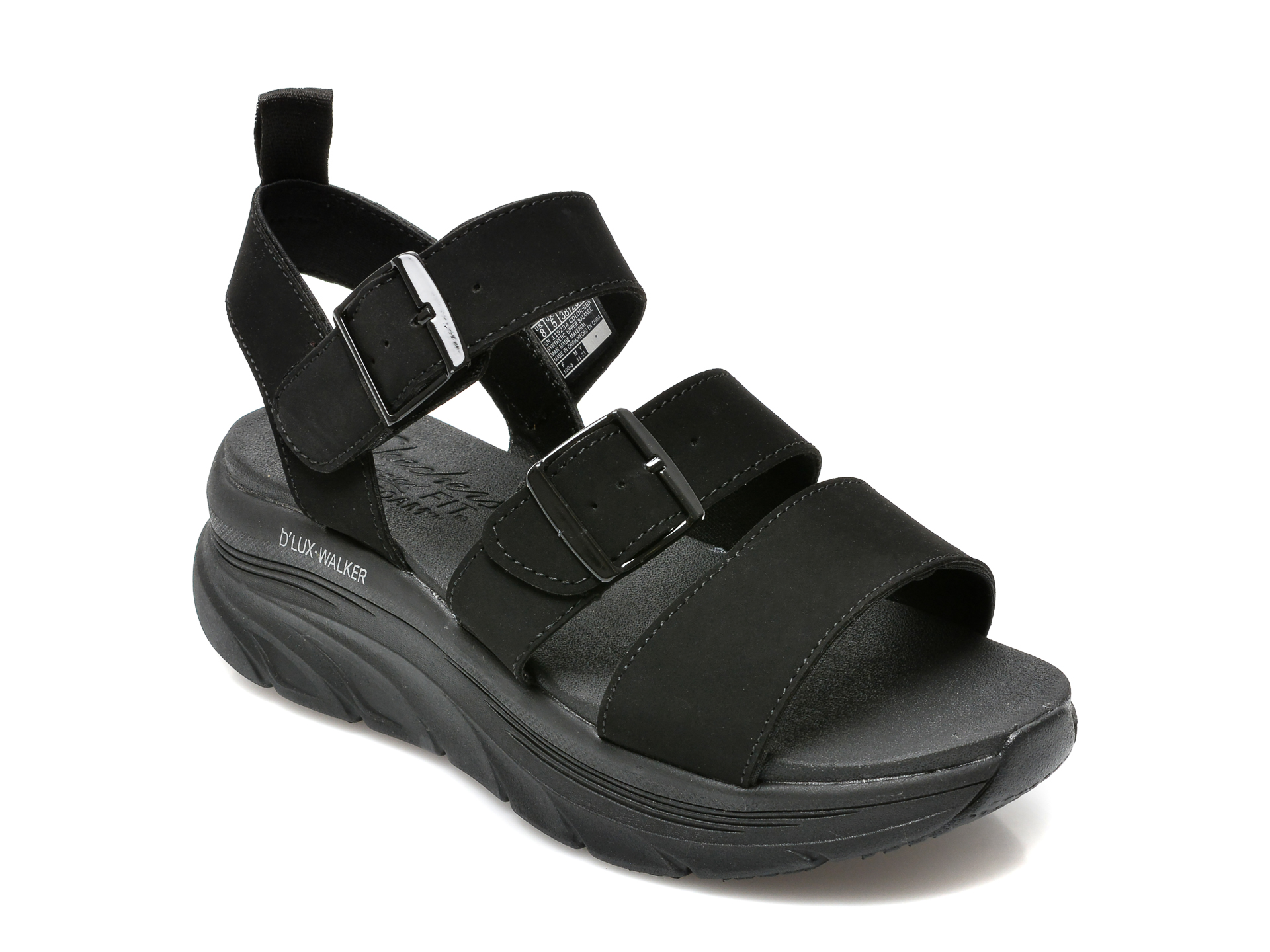Sandale SKECHERS negre, D LUX WALKER, din piele ecologica otter.ro
