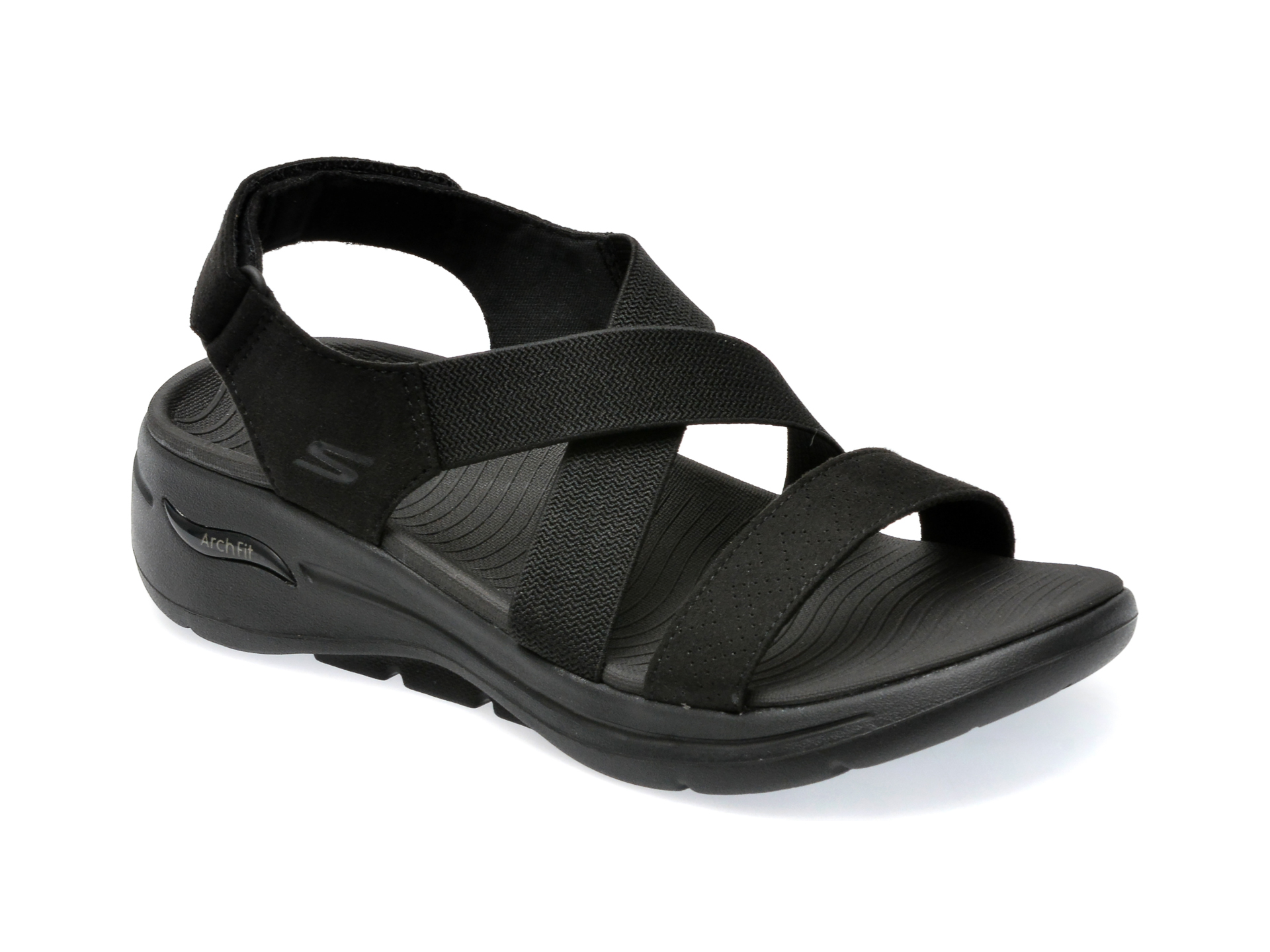 Sandale SKECHERS negre, GO WALK ARCH FIT SANDAL, din material textil /femei/sandale imagine noua