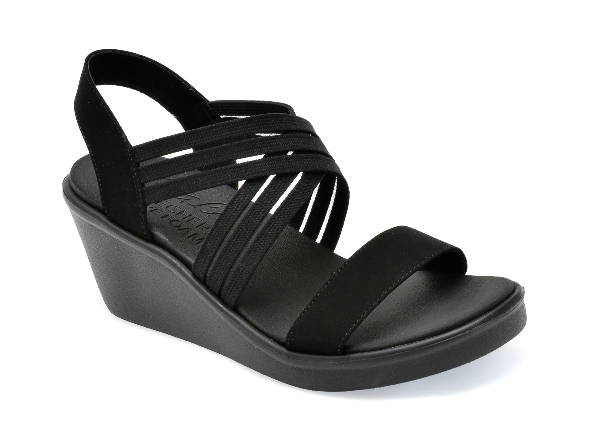 Sandale SKECHERS negre, RUMBLE ON, din piele intoarsa si material textil