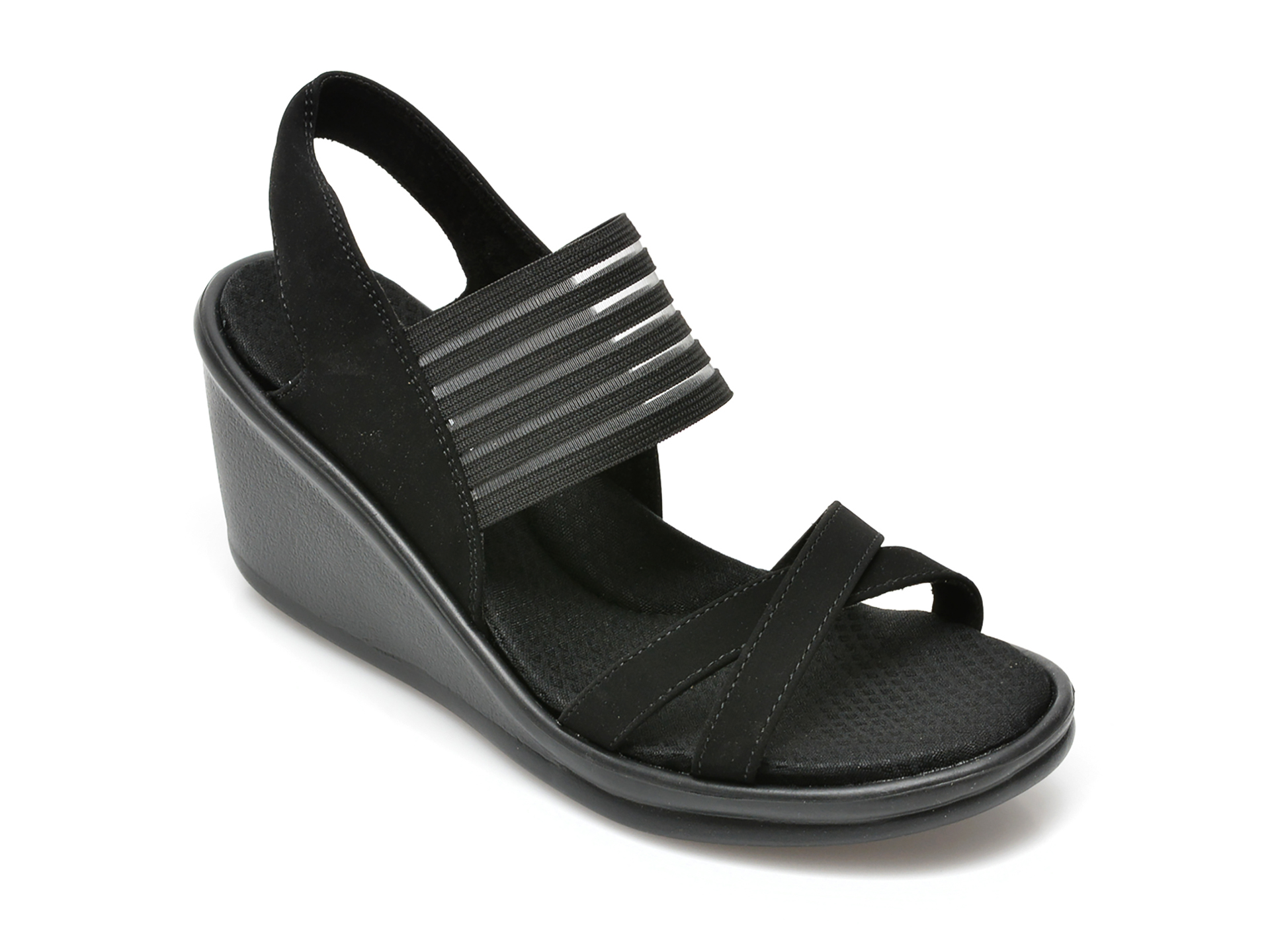 Sandale SKECHERS negre, RUMBLERS, din material textil si piele ecologica otter.ro