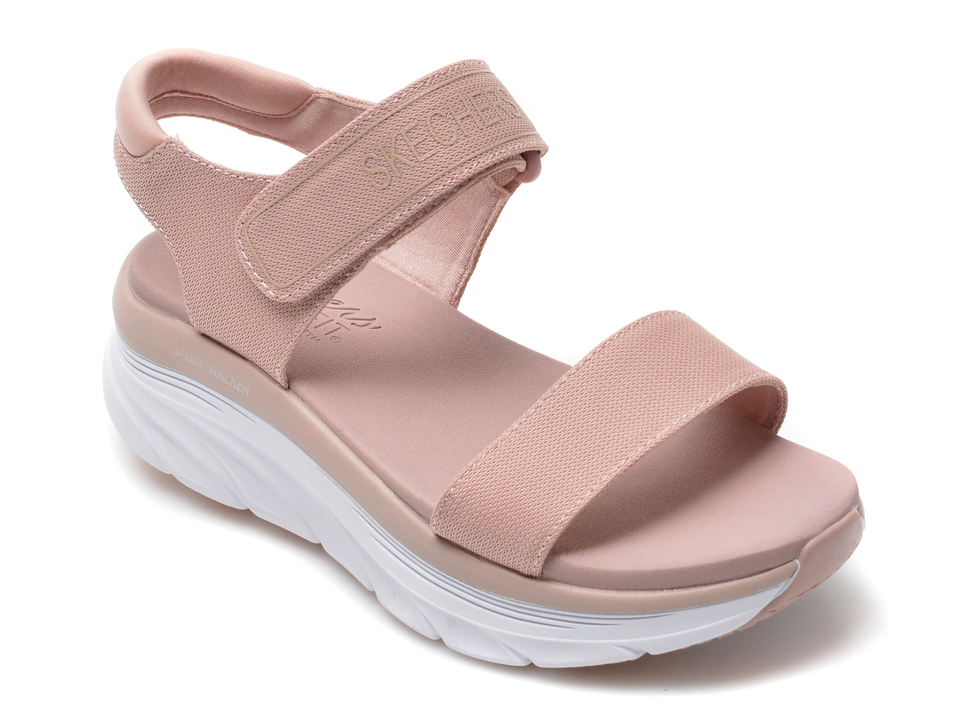 Sandale SKECHERS roz, D LUX WALKER, din material textil /femei/sandale imagine noua