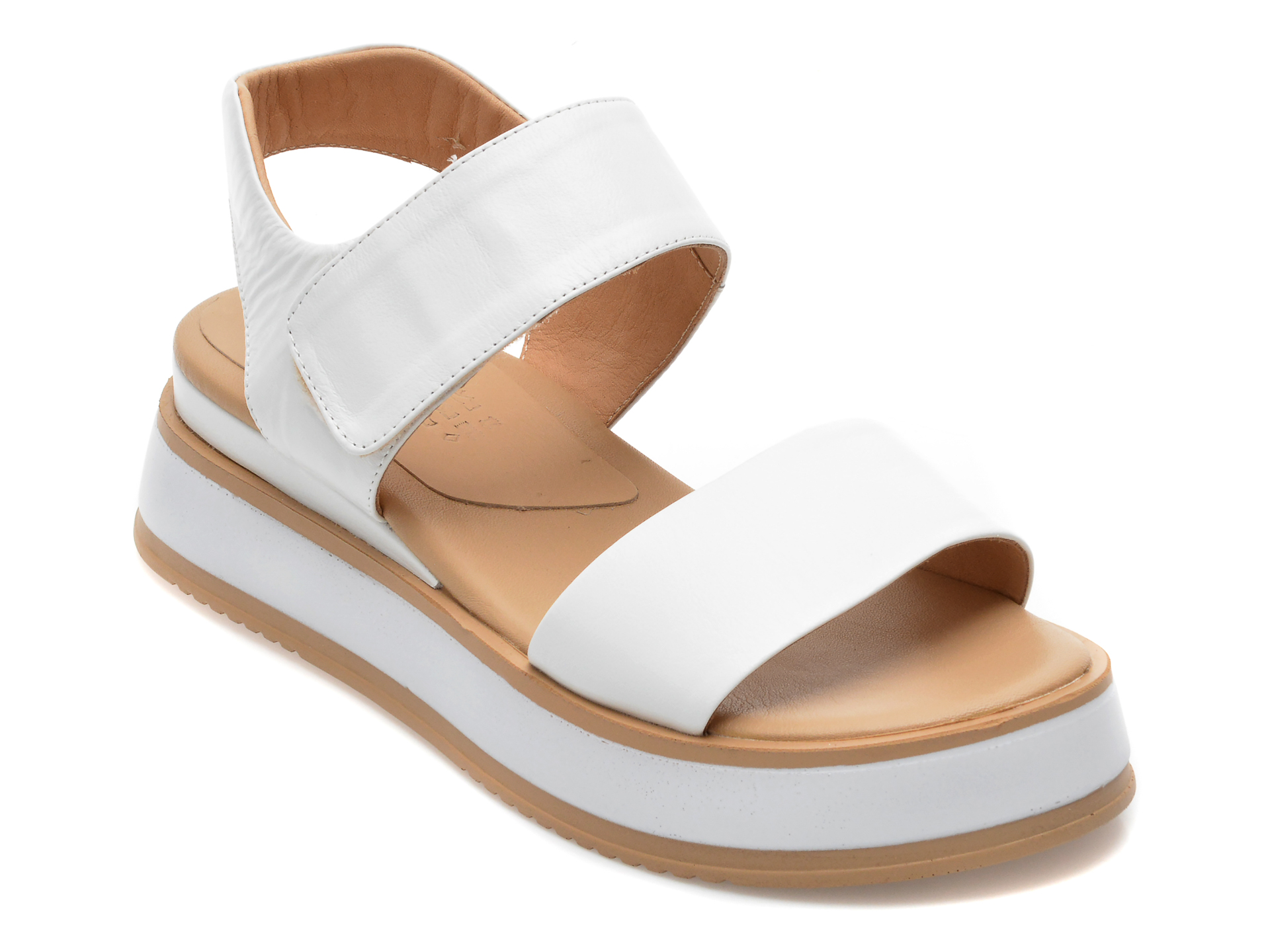 Sandale SPRINGER albe, 30111, din piele naturala /femei/sandale imagine noua