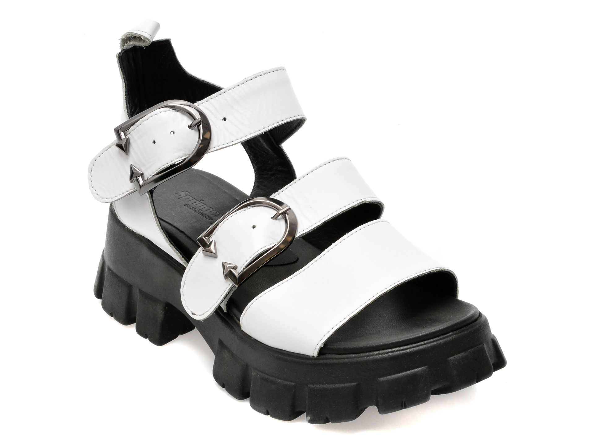 Sandale SPRINGER albe, 3029, din piele naturala /femei/sandale imagine noua