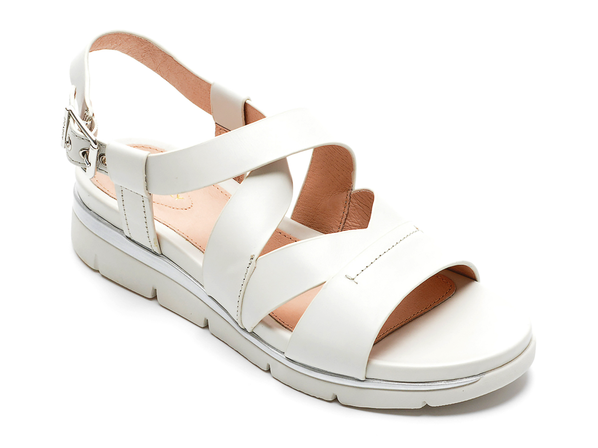 Sandale STONEFLY albe, ELODY18, din piele naturala /femei/sandale