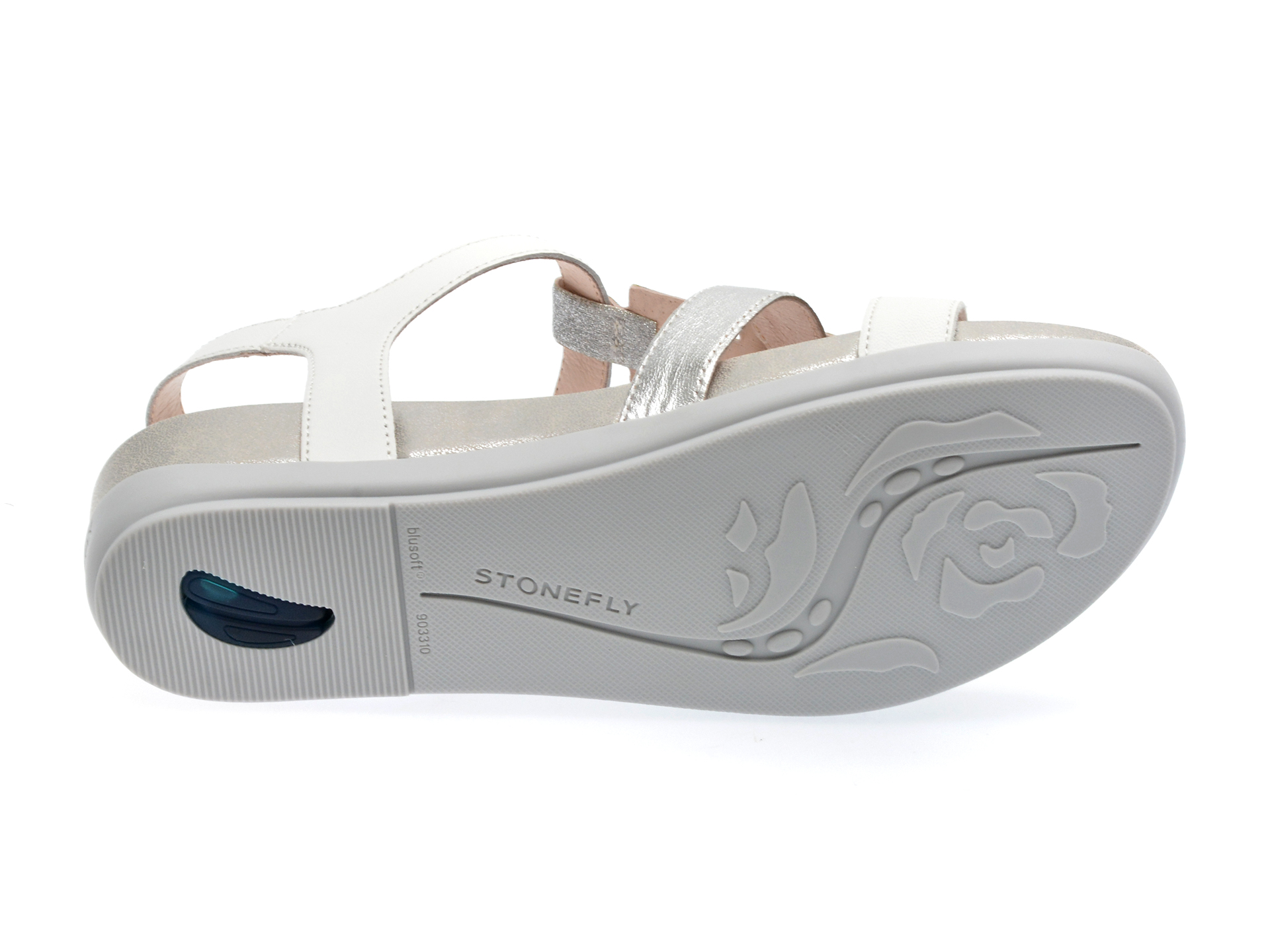 Sandale STONEFLY albe, EVE24, din piele naturala