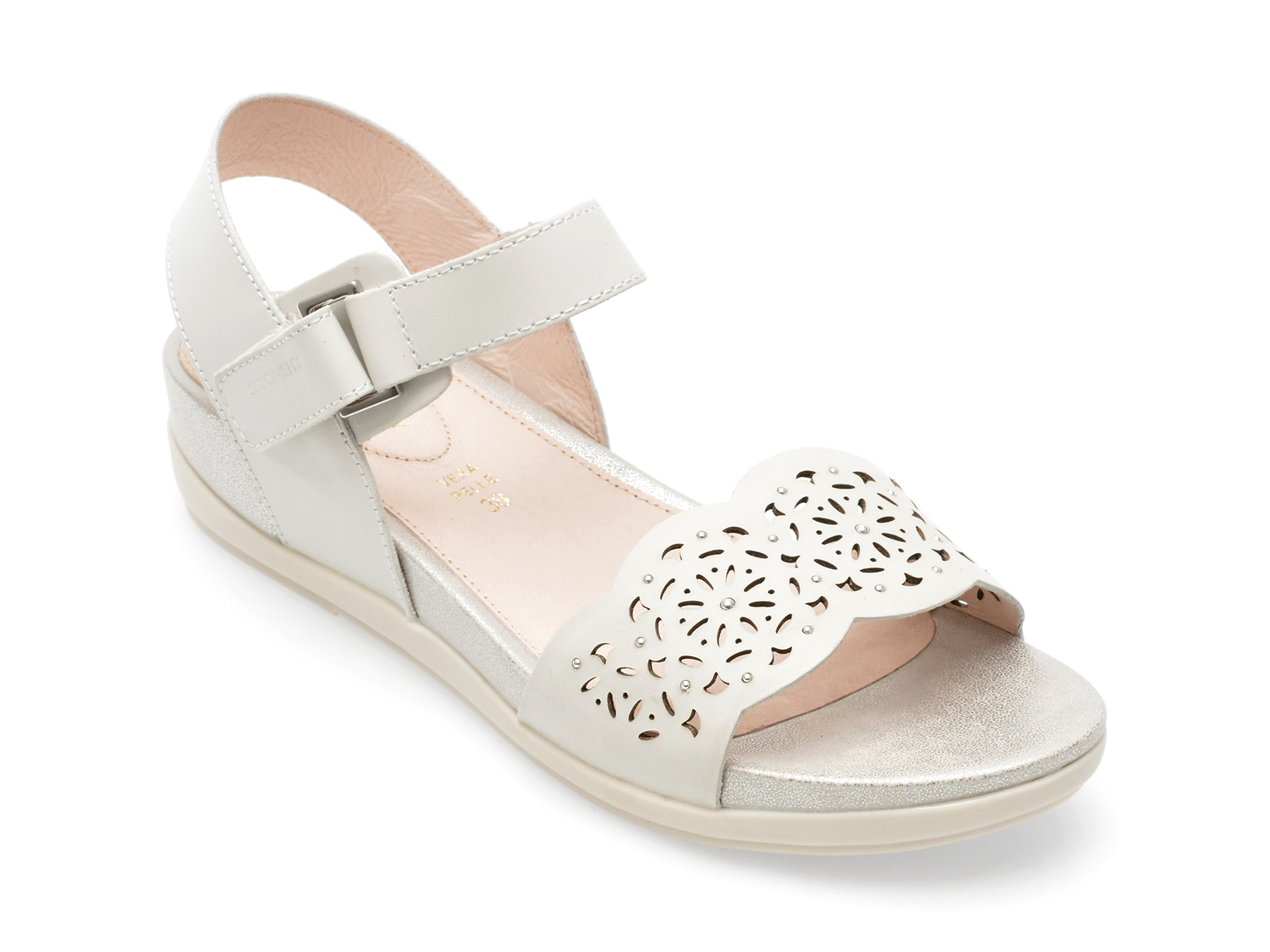 Sandale STONEFLY albe, EVE27, din piele naturala /femei/sandale