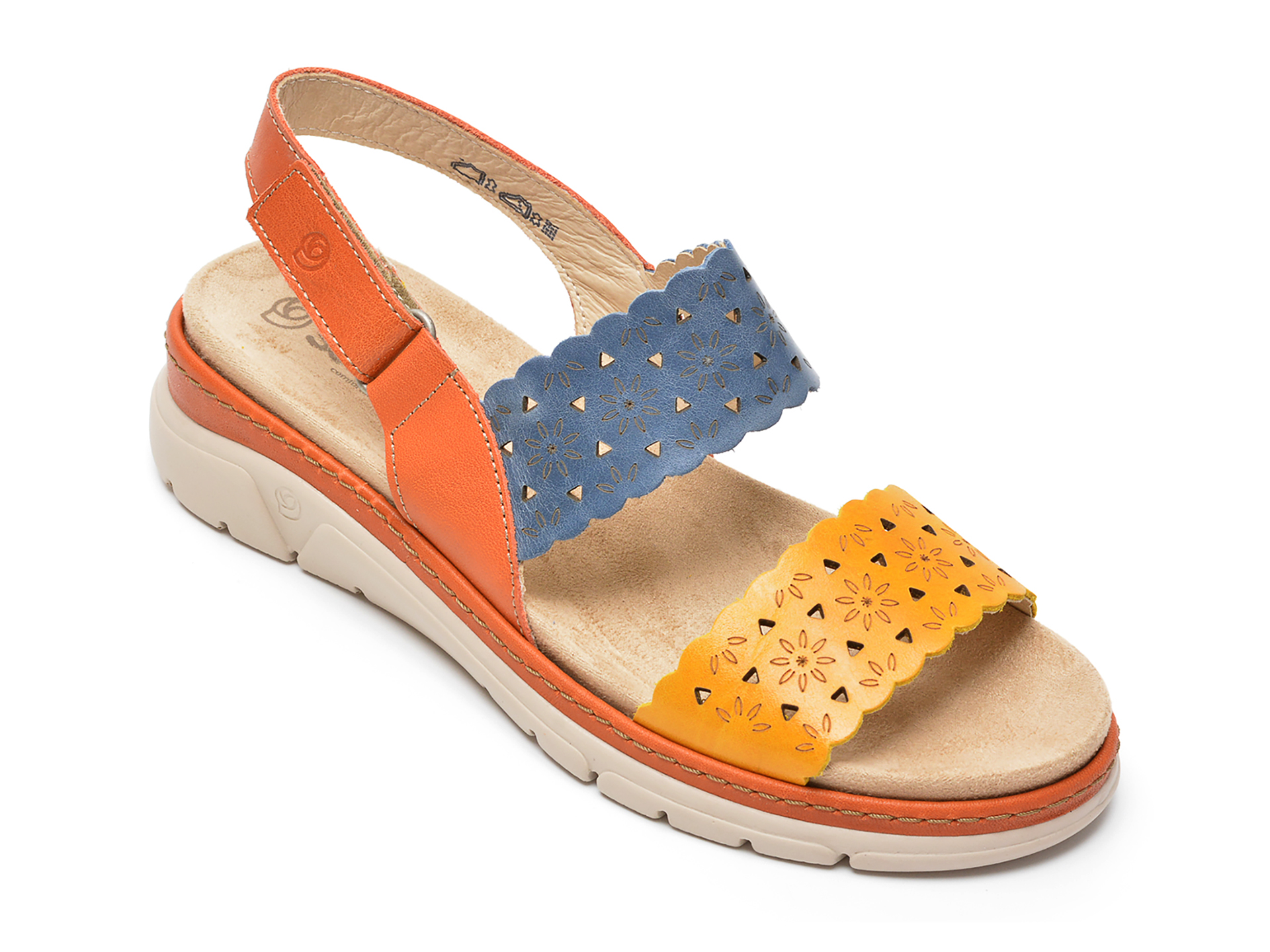 Sandale SUAVE portocalii 12514AG, din piele naturala /femei/sandale