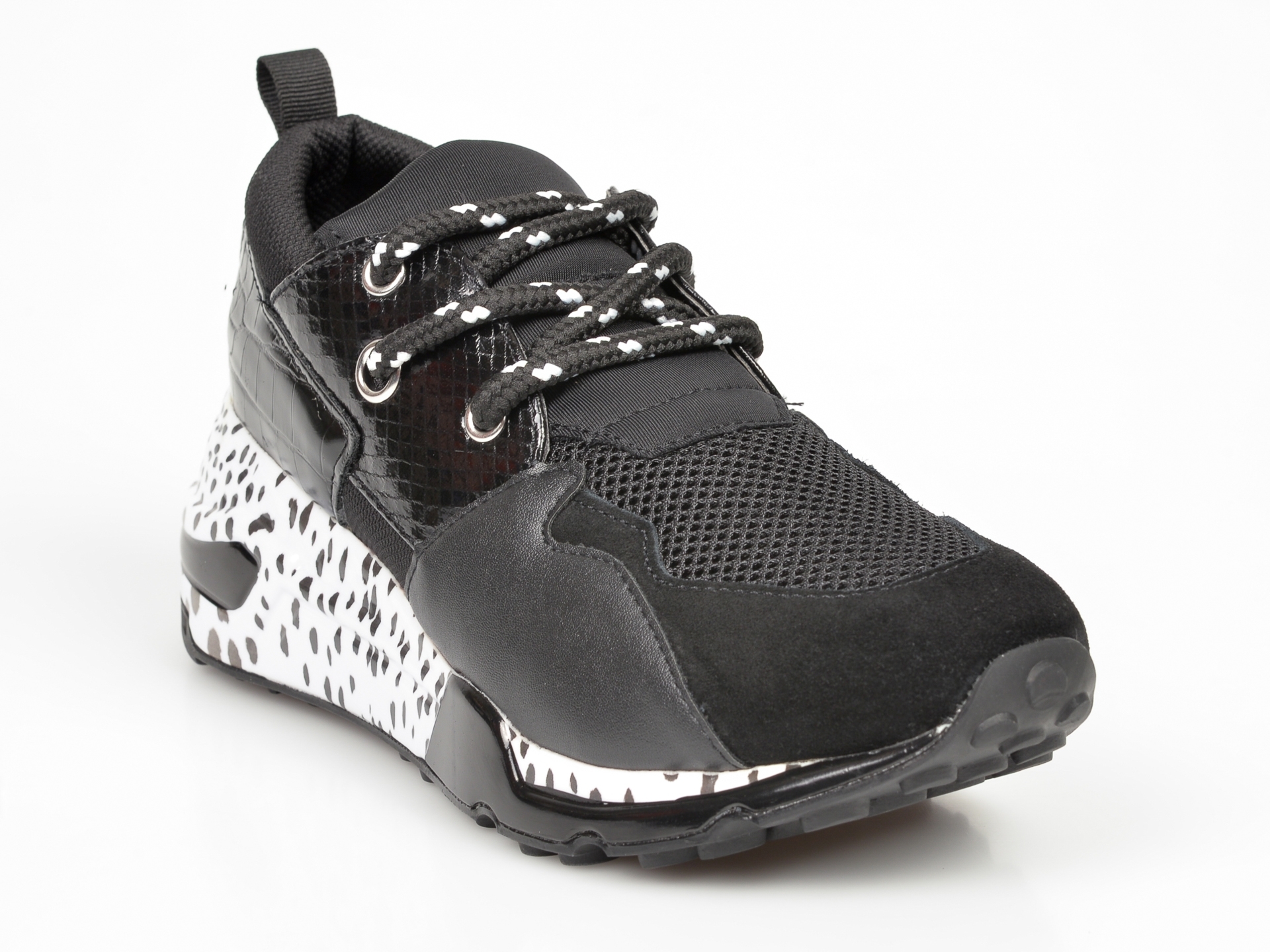 Pantofi sport STEVE MADDEN negri, Cliff, din material textil si piele naturala