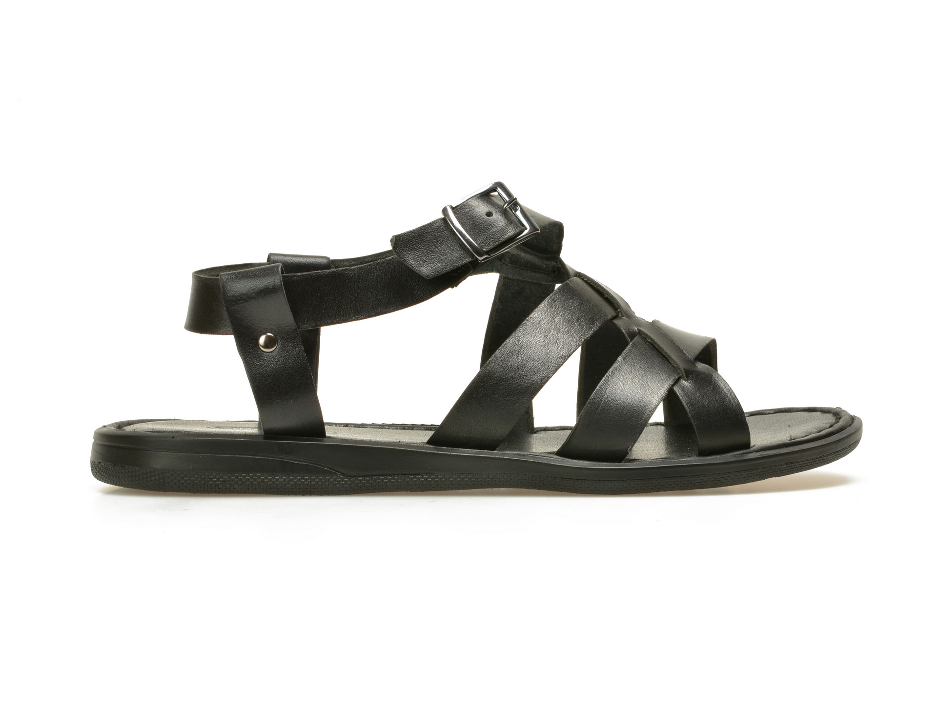 Sandale OTTER negre, 17530, din piele naturala