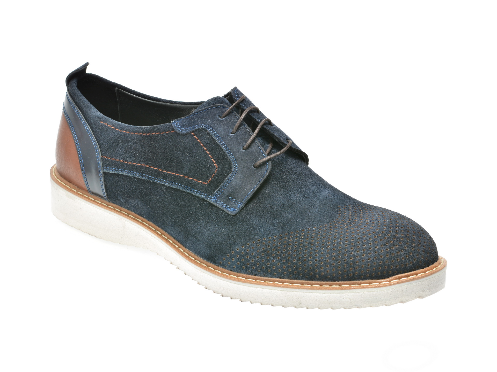 Pantofi OTTER bleumarin, 16398, din piele intoarsa